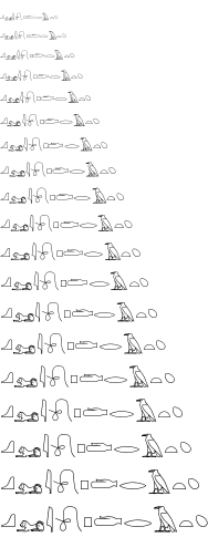 Specimen for Aegyptus Bold (Egyptian_Hieroglyphs script).