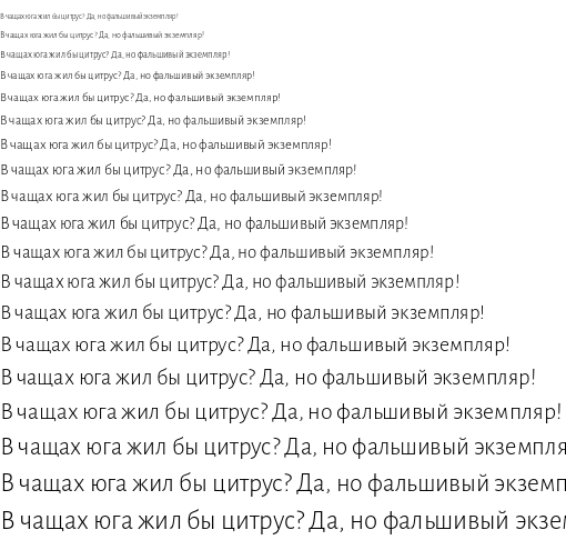 Specimen for Alegreya Sans Light (Cyrillic script).