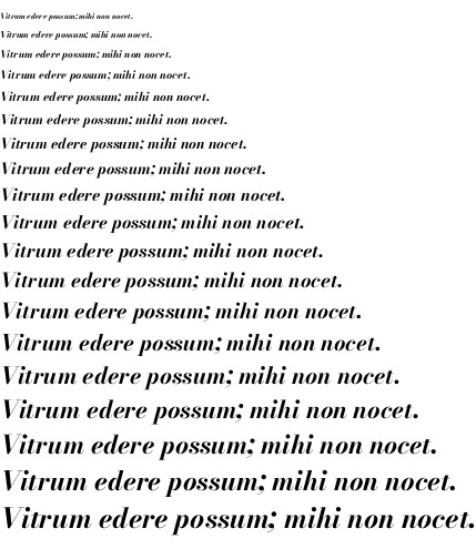 Specimen for Bodoni* 16 Bold Italic (Latin script).