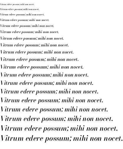 Specimen for Bodoni* 24 Medium Italic (Latin script).