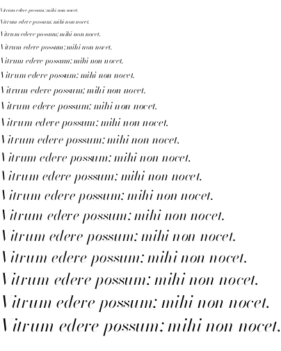 Specimen for Bodoni* 72 Book Italic (Latin script).