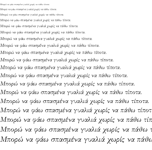 Specimen for CMU Serif Extra RomanSlanted (Greek script).