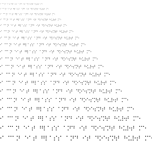 Specimen for Consoleet Terminus-18 bold (Braille script).