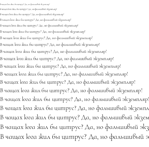 Specimen for Cormorant Infant Light (Cyrillic script).