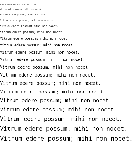 Specimen for Inconsolata Extra Condensed ExtraLight (Latin script).