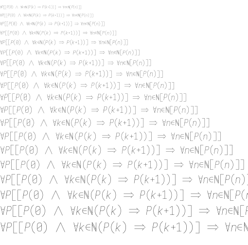 Specimen for Iosevka Fixed SS02 Extrabold Extended Oblique (Math script).