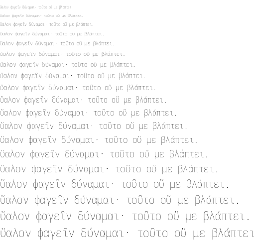 Specimen for Iosevka Fixed SS08 Regular (Greek script).