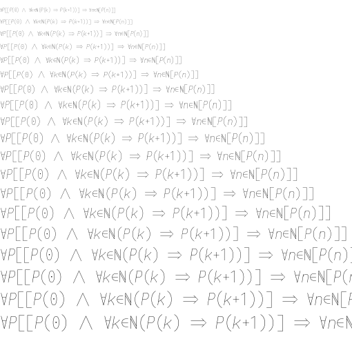 Specimen for Iosevka Fixed SS08 Regular (Math script).