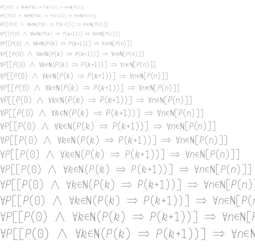 Specimen for Iosevka SS15 Regular (Math script).