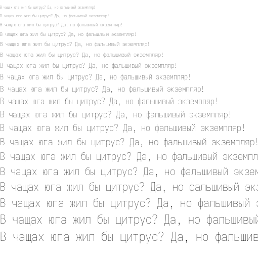 Specimen for Iosevka Term SS01 Thin Italic (Cyrillic script).