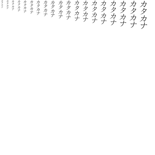 Specimen for Kurinto Aria Bold Italic (Katakana script).