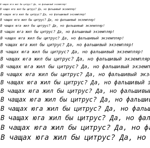 Specimen for Kurinto Mono Italic (Cyrillic script).