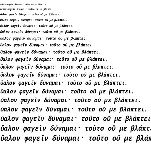 Specimen for Kurinto Mono Narrow Bold Italic (Greek script).