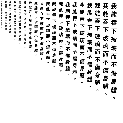 Specimen for Kurinto Seri TC Bold Italic (Han script).