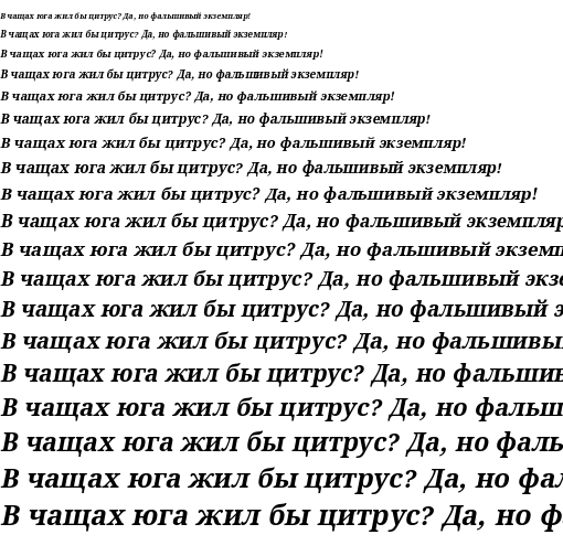 Specimen for Kurinto Text TB Bold Italic (Cyrillic script).
