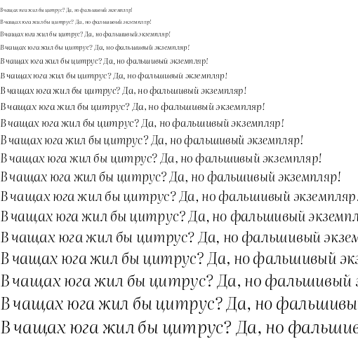 Specimen for Literata 72pt Light Italic (Cyrillic script).