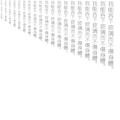 Specimen for M+ 1p thin (Han script).