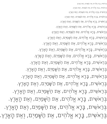 Specimen for M+ 2c light (Hebrew script).