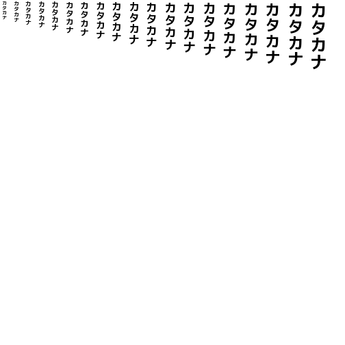 Specimen for M+ 2p bold (Katakana script).