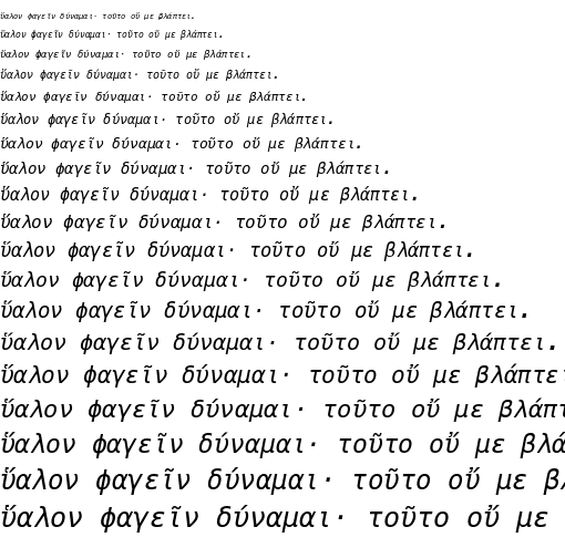 Specimen for Meslo LG M Italic (Greek script).