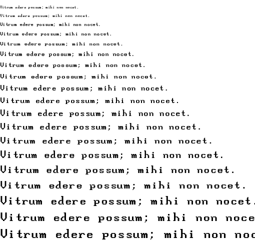 Specimen for Mx437 Apricot Mono Regular (Latin script).