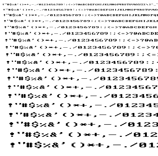 Specimen for Mx437 IBM VGA 9x14-2x Regular (Hiragana script).