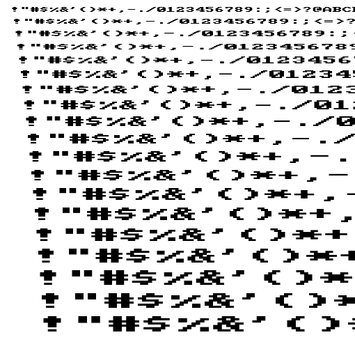 Specimen for Mx437 Tandy1K-I 200L-2x Regular (Hiragana script).