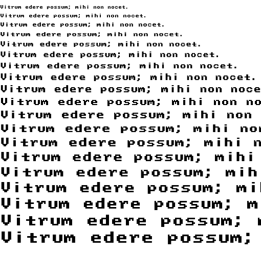 Specimen for Mx437 TridentEarly 8x8 Regular (Latin script).