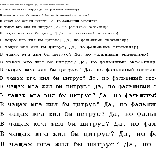 Specimen for MxPlus IBM XGA-AI 12x20 Regular (Cyrillic script).