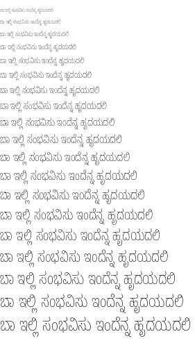 Specimen for Noto Sans Kannada UI ExtraCondensed Thin (Kannada script).