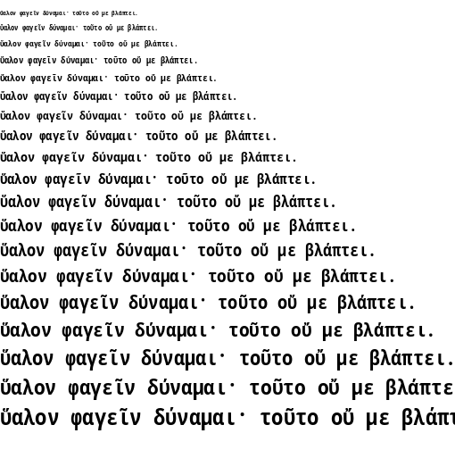 Specimen for Noto Sans Mono Condensed Bold (Greek script).