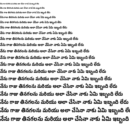 Specimen for Noto Sans Telugu UI ExtraCondensed Bold (Telugu script).