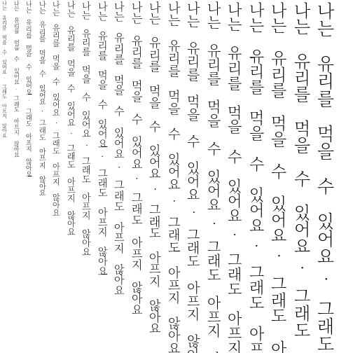 Specimen for Noto Serif CJK KR ExtraLight (Hangul script).