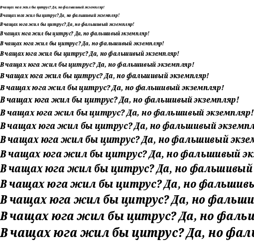 Specimen for Noto Serif Condensed ExtraBold Italic (Cyrillic script).