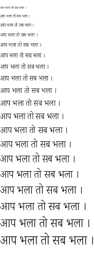 Specimen for Noto Serif Devanagari SemiCondensed Light (Devanagari script).