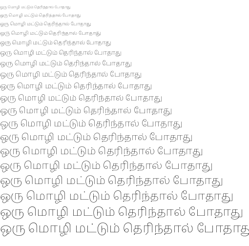 Specimen for Noto Serif Tamil Thin (Tamil script).