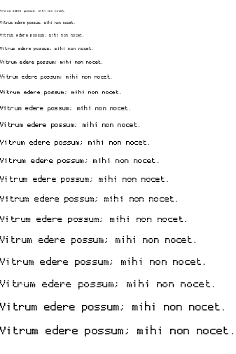 Specimen for ProggyTinyTT Regular (Latin script).