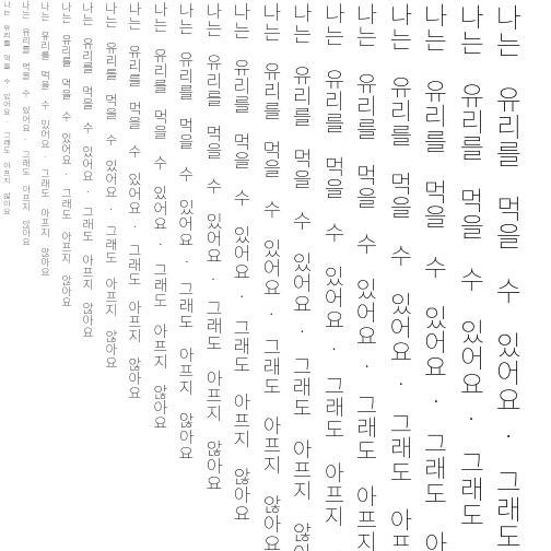 Specimen for Sarasa Fixed Slab J Extralight (Hangul script).