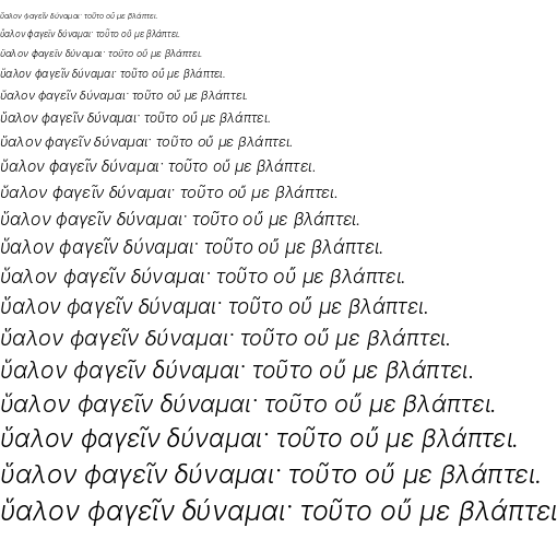 Specimen for Sarasa Mono K Light Italic (Greek script).