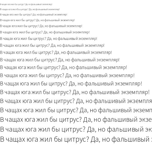Specimen for Source Sans Pro Light (Cyrillic script).