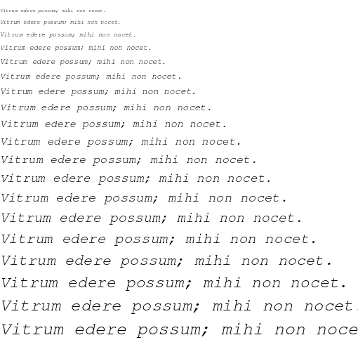 Specimen for Tlwg Typewriter Oblique (Latin script).
