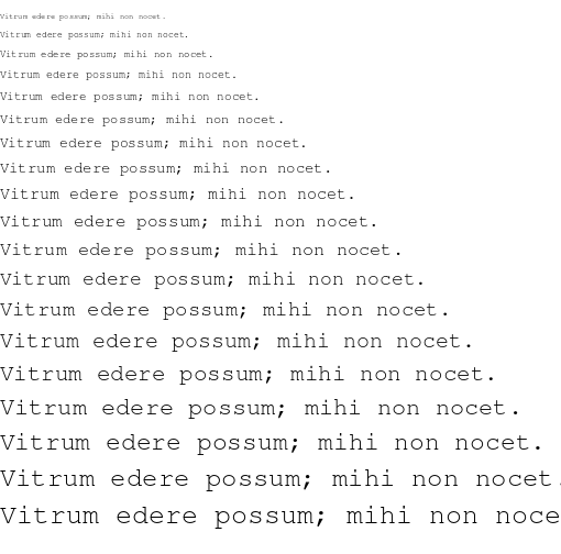Specimen for Tlwg Typewriter Regular (Latin script).