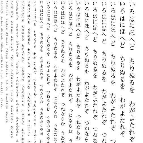 Specimen for AR PL UKai TW Book (Hiragana script).