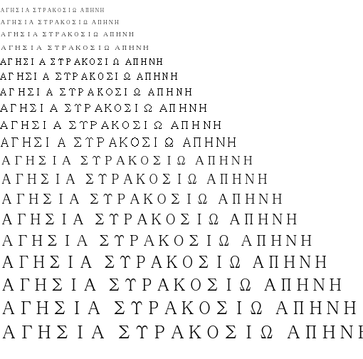 Specimen for AR PL UMing HK Light (Greek script).