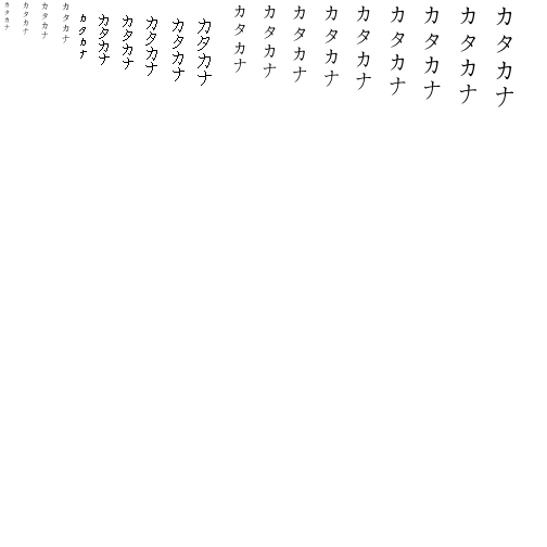 Specimen for AR PL UMing HK Light (Katakana script).