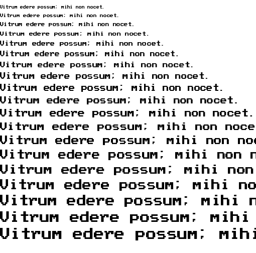 Specimen for Ac437 PhoenixVGA 8x8 Regular (Latin script).