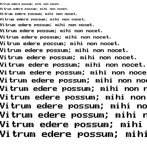 Specimen for Ac437 ToshibaSat 8x8 Regular (Latin script).