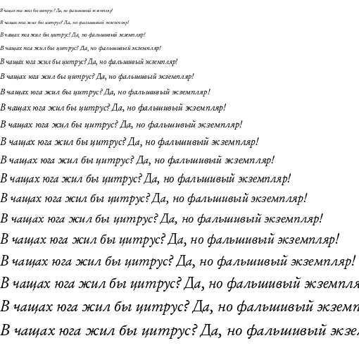 Specimen for Alexander Regular (Cyrillic script).