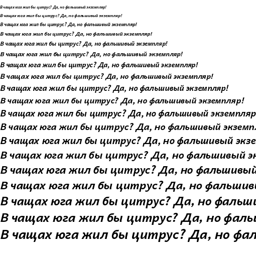 Specimen for Andika Bold Italic (Cyrillic script).