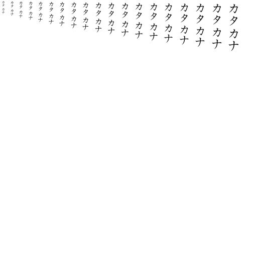 Specimen for Baekmuk Batang Regular (Katakana script).